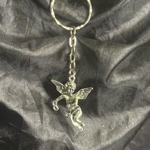 Unisex Stainless Steel Cherub Angel Keychain